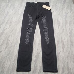 Levis 510 Jeans Womens 28x30 Black Skinny‎ Distressed Dark Wash Stretch